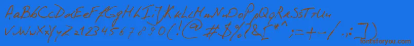 PhontphreaksHandwriting-Schriftart – Braune Schriften auf blauem Hintergrund