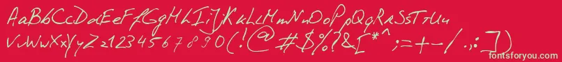 PhontphreaksHandwriting Font – Green Fonts on Red Background