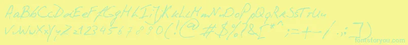 PhontphreaksHandwriting Font – Green Fonts on Yellow Background