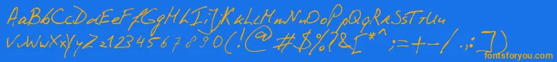 PhontphreaksHandwriting Font – Orange Fonts on Blue Background