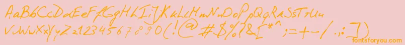 PhontphreaksHandwriting Font – Orange Fonts on Pink Background