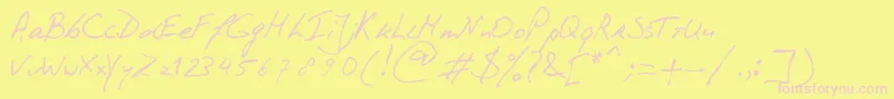 PhontphreaksHandwriting Font – Pink Fonts on Yellow Background