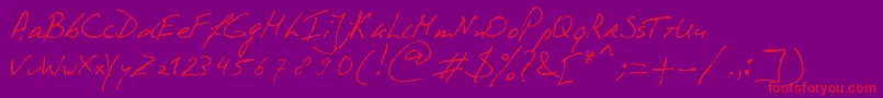 PhontphreaksHandwriting Font – Red Fonts on Purple Background