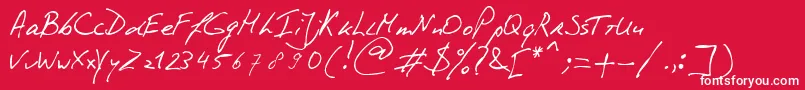 PhontphreaksHandwriting Font – White Fonts on Red Background