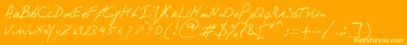 PhontphreaksHandwriting Font – Yellow Fonts on Orange Background