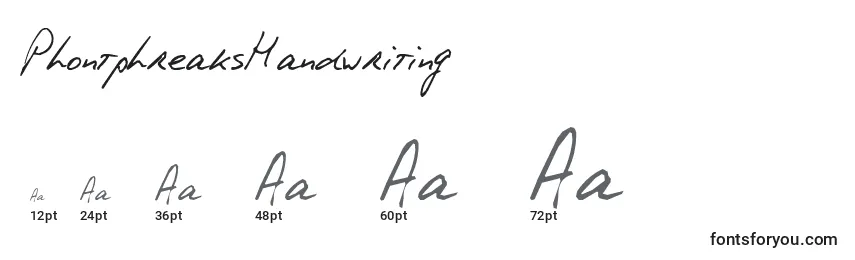 PhontphreaksHandwriting Font Sizes