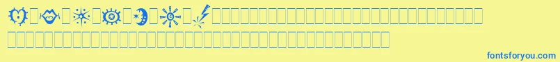 フォントJokermanAltsLetPlain.1.0 – 青い文字が黄色の背景にあります。