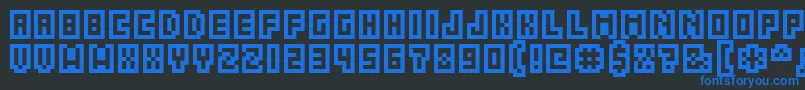 Acme5CompressedCapsOutline Font – Blue Fonts on Black Background