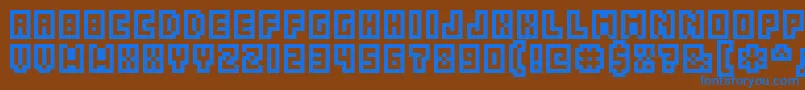 Acme5CompressedCapsOutline Font – Blue Fonts on Brown Background