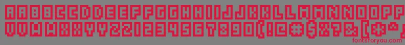 フォントAcme5CompressedCapsOutline – 赤い文字の灰色の背景