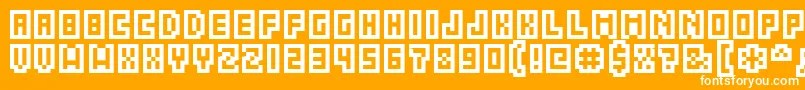 Acme5CompressedCapsOutline Font – White Fonts on Orange Background
