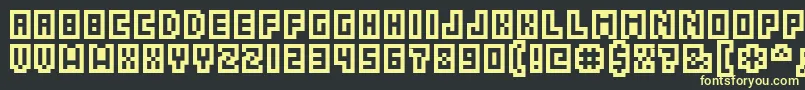 Acme5CompressedCapsOutline Font – Yellow Fonts on Black Background