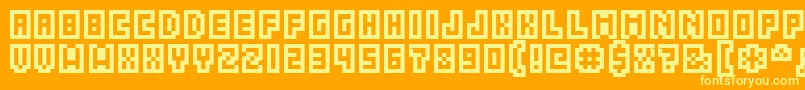 Acme5CompressedCapsOutline Font – Yellow Fonts on Orange Background
