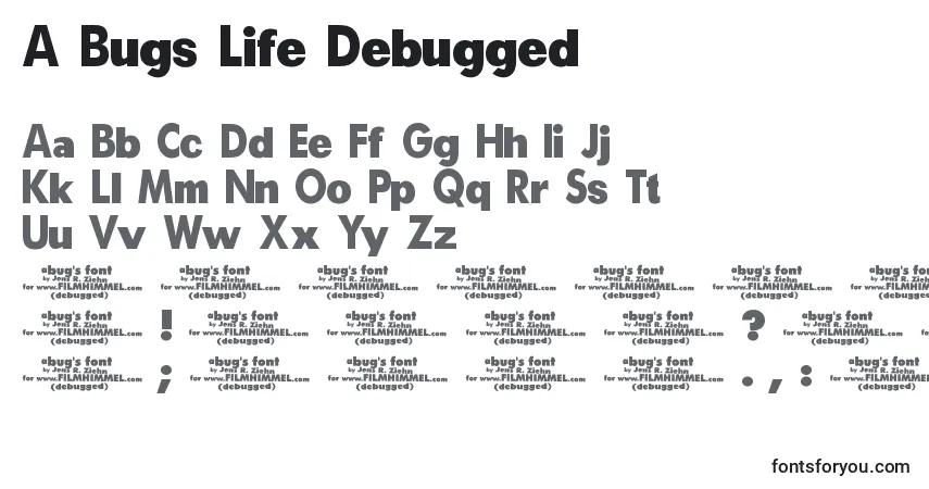 Fuente A Bugs Life Debugged - alfabeto, números, caracteres especiales