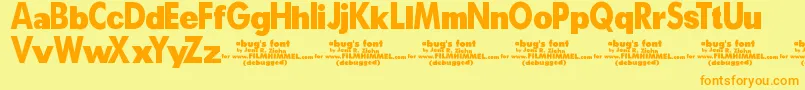 A Bugs Life Debugged-Schriftart – Orangefarbene Schriften auf gelbem Hintergrund