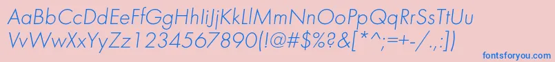 FuturalightcItalic Font – Blue Fonts on Pink Background