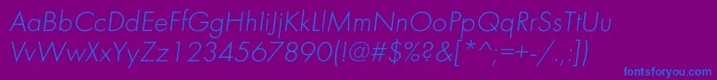 FuturalightcItalic Font – Blue Fonts on Purple Background