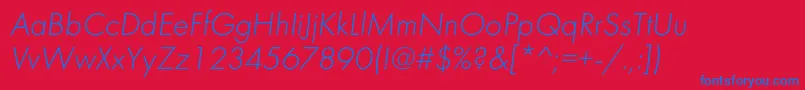 FuturalightcItalic Font – Blue Fonts on Red Background