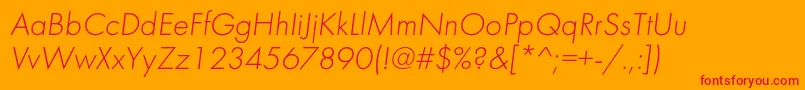 FuturalightcItalic Font – Red Fonts on Orange Background