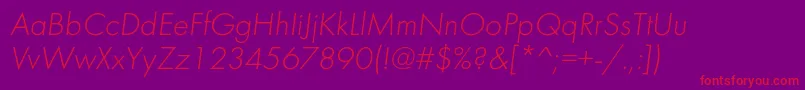 FuturalightcItalic Font – Red Fonts on Purple Background