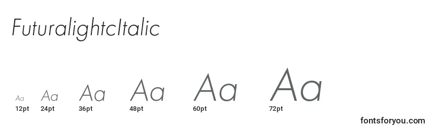 Größen der Schriftart FuturalightcItalic