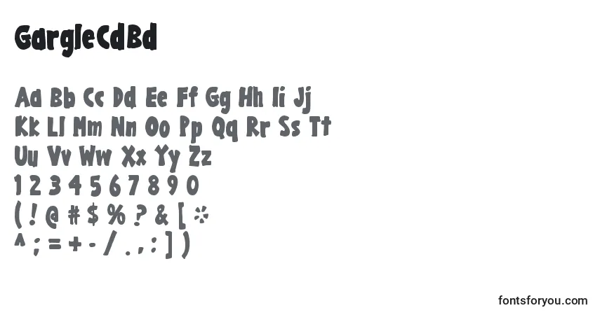 Czcionka GargleCdBd – alfabet, cyfry, specjalne znaki