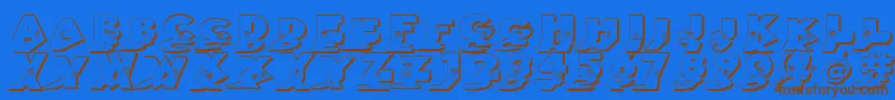 フォントMirrorchicken – 茶色の文字が青い背景にあります。