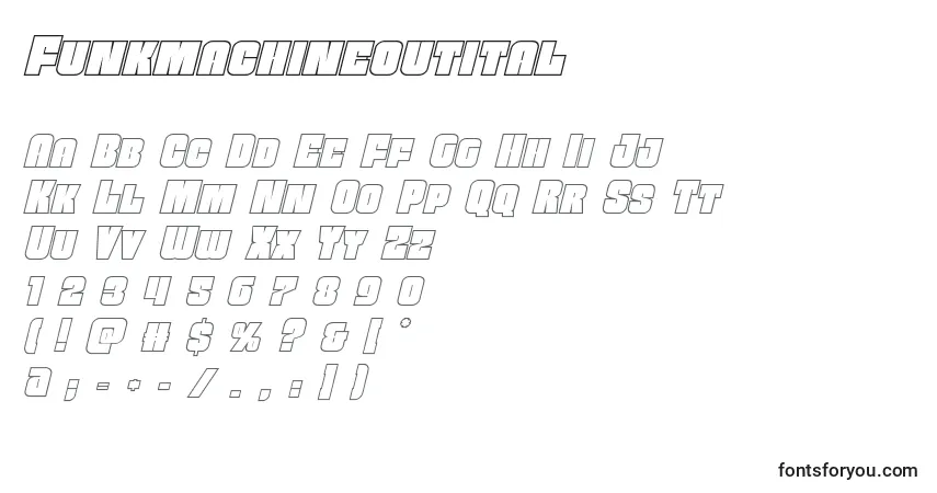 A fonte Funkmachineoutital – alfabeto, números, caracteres especiais