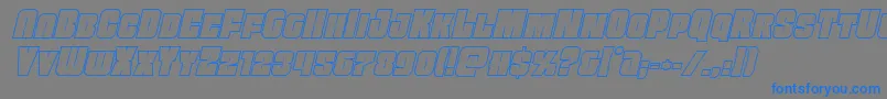 Fonte Funkmachineoutital – fontes azuis em um fundo cinza