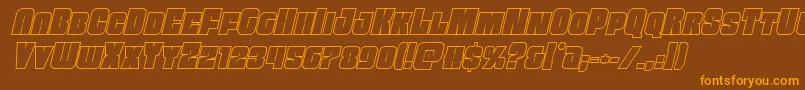 Funkmachineoutital-Schriftart – Orangefarbene Schriften auf braunem Hintergrund