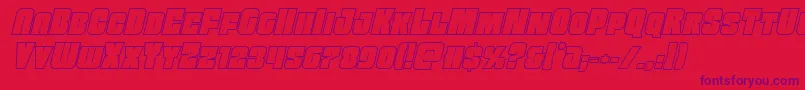 フォントFunkmachineoutital – 赤い背景に紫のフォント