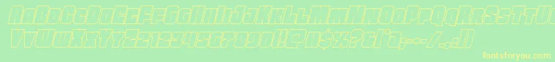Funkmachineoutital-Schriftart – Gelbe Schriften auf grünem Hintergrund