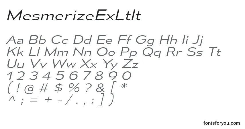 Шрифт MesmerizeExLtIt – алфавит, цифры, специальные символы