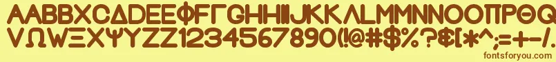 Fonte GreekhouseFathouse2 – fontes marrons em um fundo amarelo