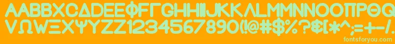 GreekhouseFathouse2-Schriftart – Grüne Schriften auf orangefarbenem Hintergrund