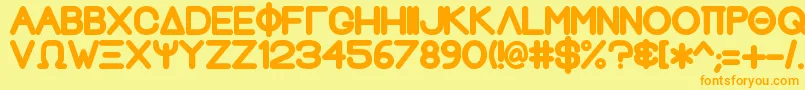 Fonte GreekhouseFathouse2 – fontes laranjas em um fundo amarelo