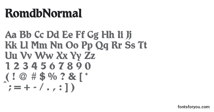 Czcionka RomdbNormal – alfabet, cyfry, specjalne znaki