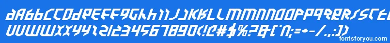 ValkyrieExpboldItalic Font – White Fonts on Blue Background