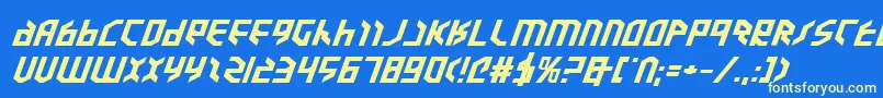 ValkyrieExpboldItalic Font – Yellow Fonts on Blue Background