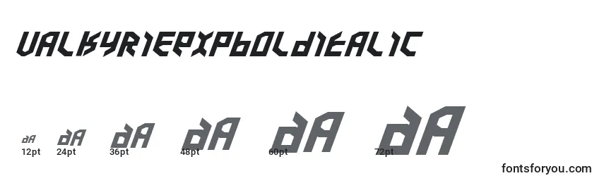 Größen der Schriftart ValkyrieExpboldItalic