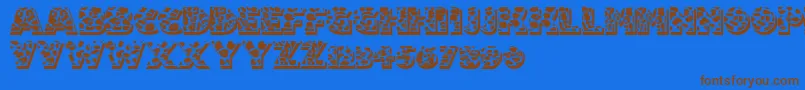 Fuzzyhandcuffs Font – Brown Fonts on Blue Background