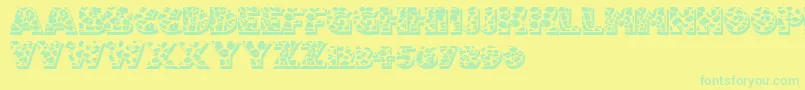 Fuzzyhandcuffs Font – Green Fonts on Yellow Background