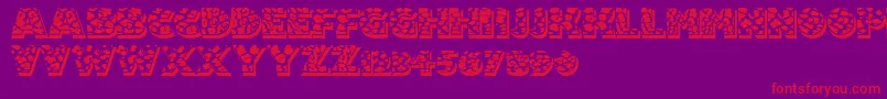 Czcionka Fuzzyhandcuffs – czerwone czcionki na fioletowym tle