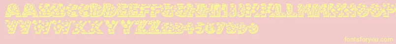 Fuzzyhandcuffs-Schriftart – Gelbe Schriften auf rosa Hintergrund