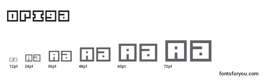 Origa Font Sizes