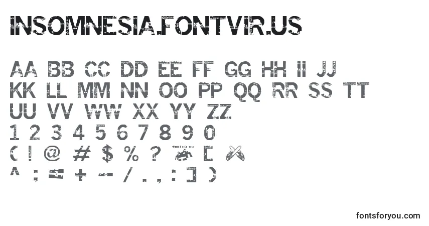 Insomnesia.Fontvir.Usフォント–アルファベット、数字、特殊文字