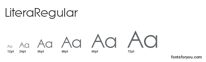 Размеры шрифта LiteraRegular