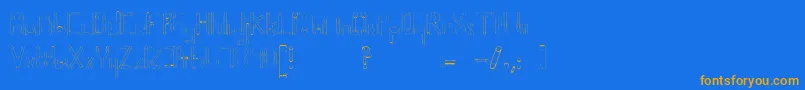 Helenbrown-Schriftart – Orangefarbene Schriften auf blauem Hintergrund