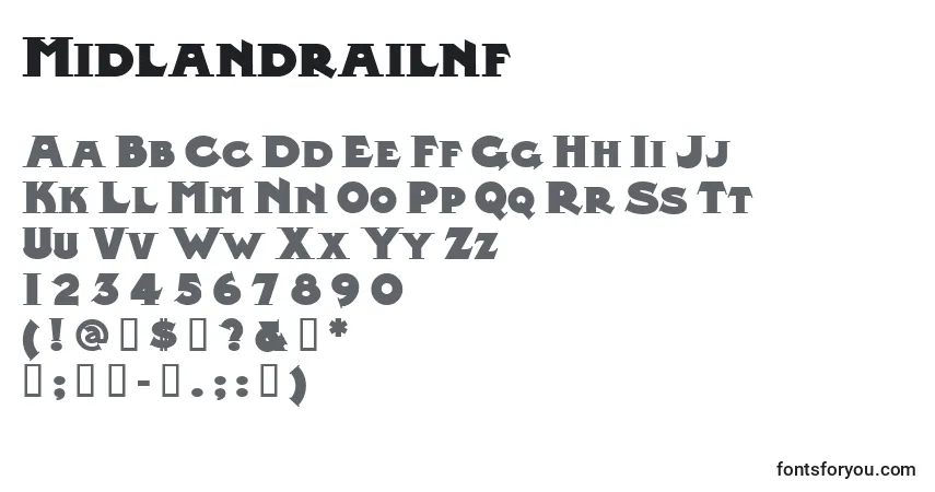 Czcionka Midlandrailnf – alfabet, cyfry, specjalne znaki