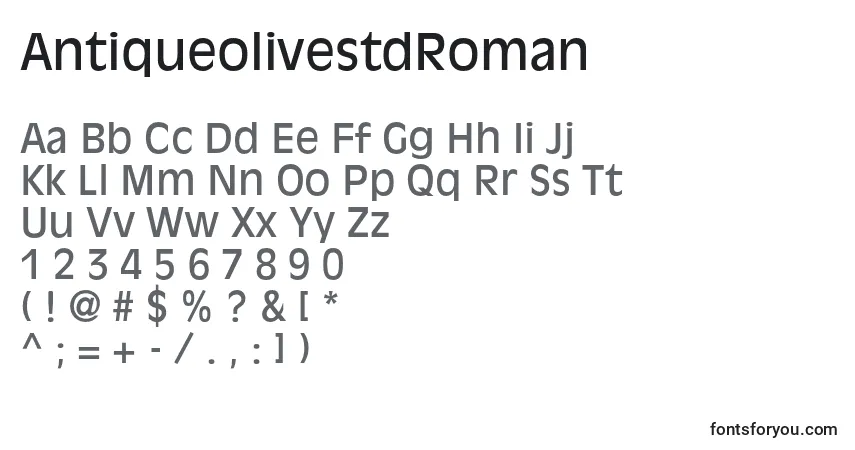 Fuente AntiqueolivestdRoman - alfabeto, números, caracteres especiales